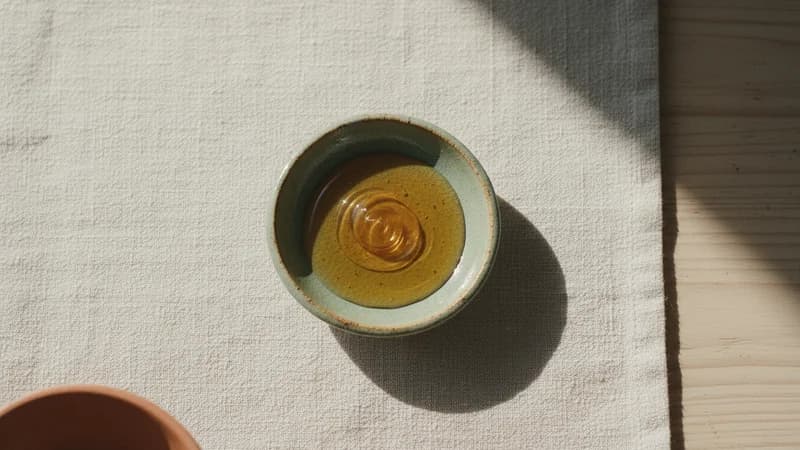 Agave Nectar (Agave Madhu) — whole and prepared form, top-down still life