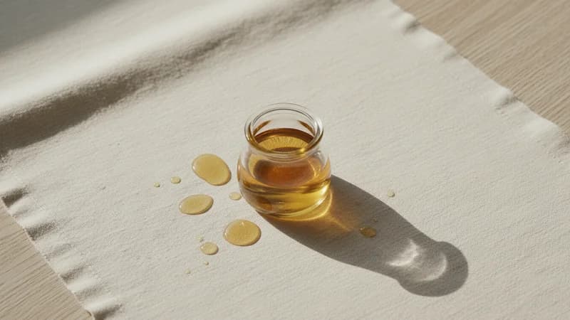 Almond Oil (Badam Taila) — whole and prepared form, top-down still life