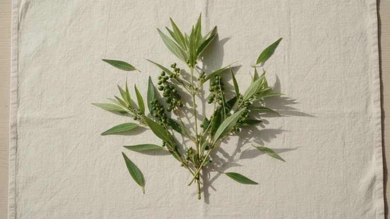 Ashwagandha (Ashvagandha) — whole and prepared form, top-down still life