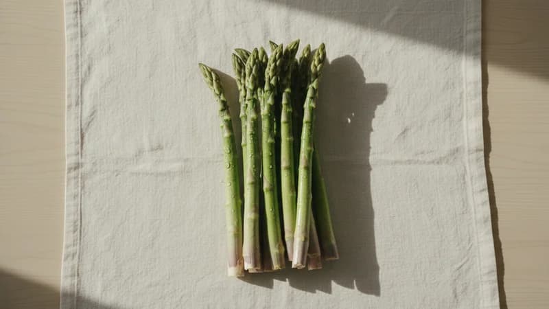 Asparagus (Shatavari) — whole and prepared form, top-down still life