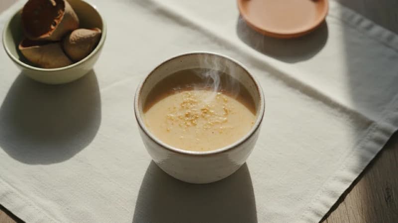 Bael Sherbet (Bilva Panaka) — whole and prepared form, top-down still life