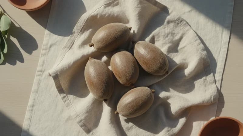 Baobab (Baobab) — whole and prepared form, top-down still life