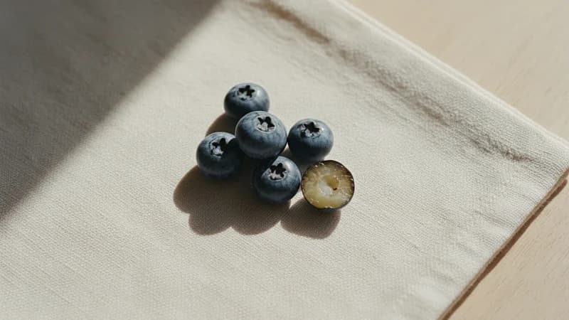 Blueberry (Nilabadara) — whole and prepared form, top-down still life