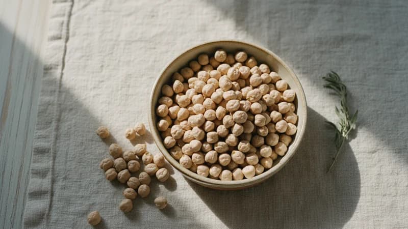 Chickpeas (Chanaka) — whole and prepared form, top-down still life