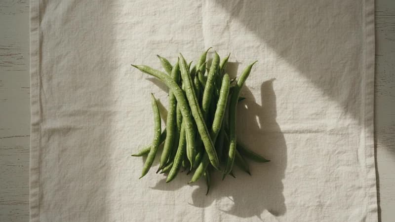 Cluster Beans (Gavar) (Gorani) — whole and prepared form, top-down still life