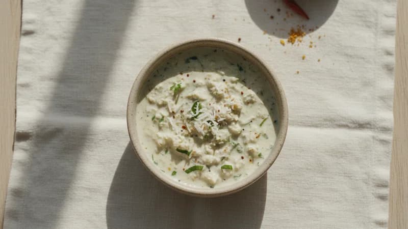 Coconut Chutney (Narikela Chutney) — whole and prepared form, top-down still life