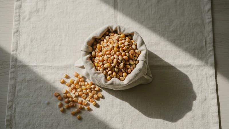 Corn (Makka) — whole and prepared form, top-down still life