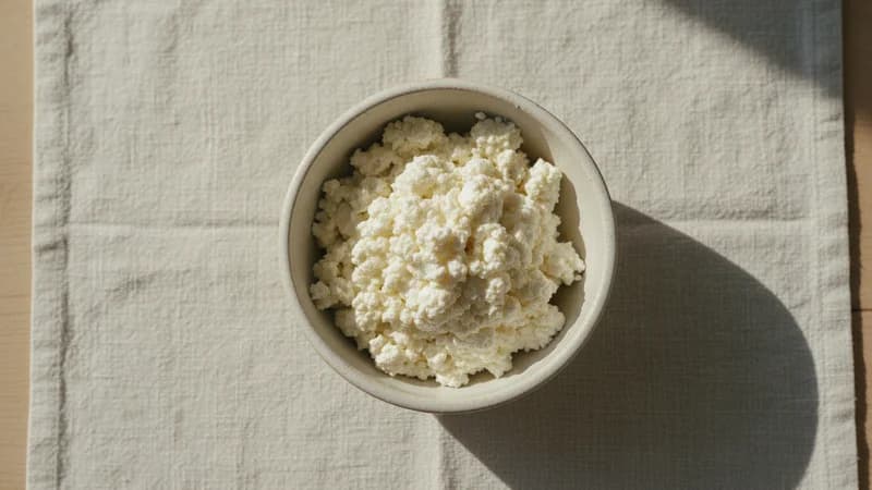 Cottage Cheese (Paneer) (Chhana) — whole and prepared form, top-down still life