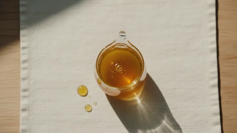 Ghee (Clarified Butter) (Ghrita) — whole and prepared form, top-down still life
