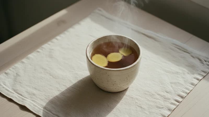 Ginger Tea (Ardraka Chaya) — whole and prepared form, top-down still life