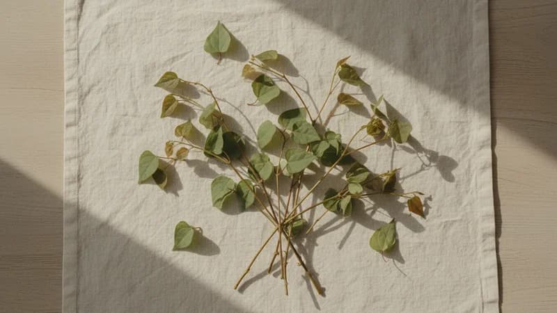 Guduchi (Giloy) (Guduchi) — whole and prepared form, top-down still life
