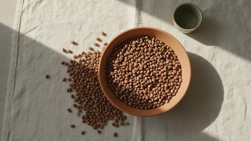 Horse Gram (Kulthi) (Kulattha) — whole and prepared form, top-down still life