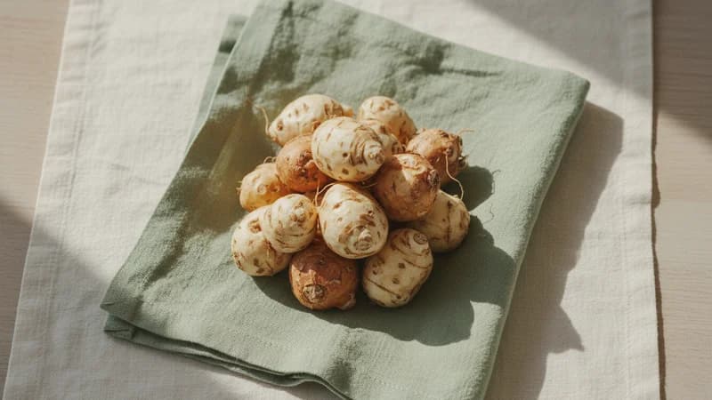 Maca Root (Maka Mula) — whole and prepared form, top-down still life