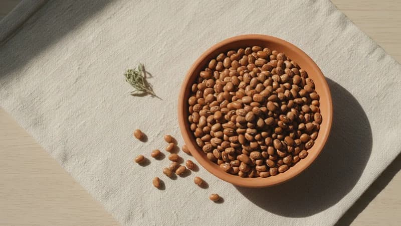 Moth Beans (Moth) — whole and prepared form, top-down still life