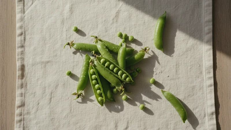 Peas (Matara) — whole and prepared form, top-down still life