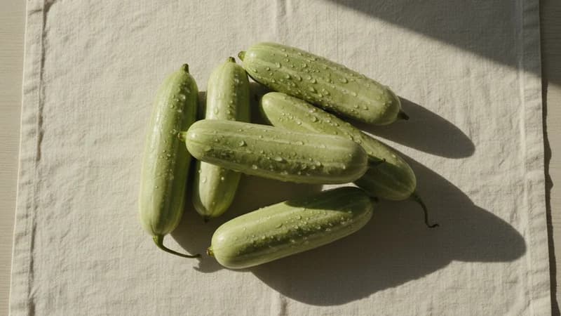 Pointed Gourd (Parwal) (Patola) — whole and prepared form, top-down still life