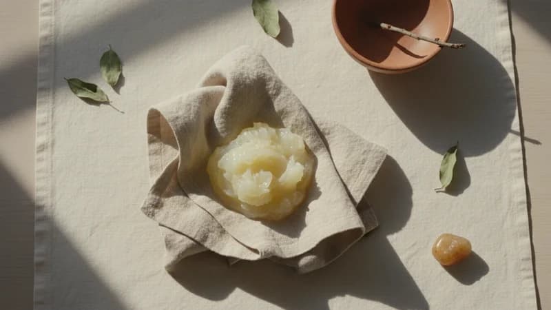 Royal Jelly (Rajamakshika Kshira) — whole and prepared form, top-down still life