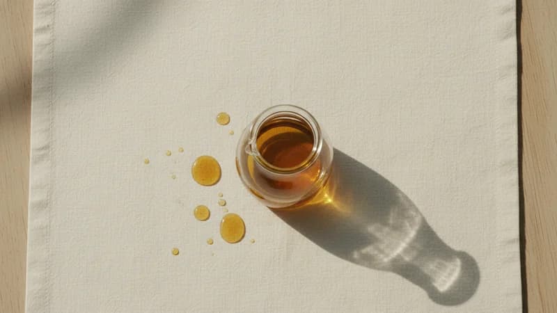Sesame Oil (Tila Taila) — whole and prepared form, top-down still life