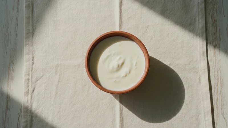 Sheep Milk (Avika Ksheera) — whole and prepared form, top-down still life