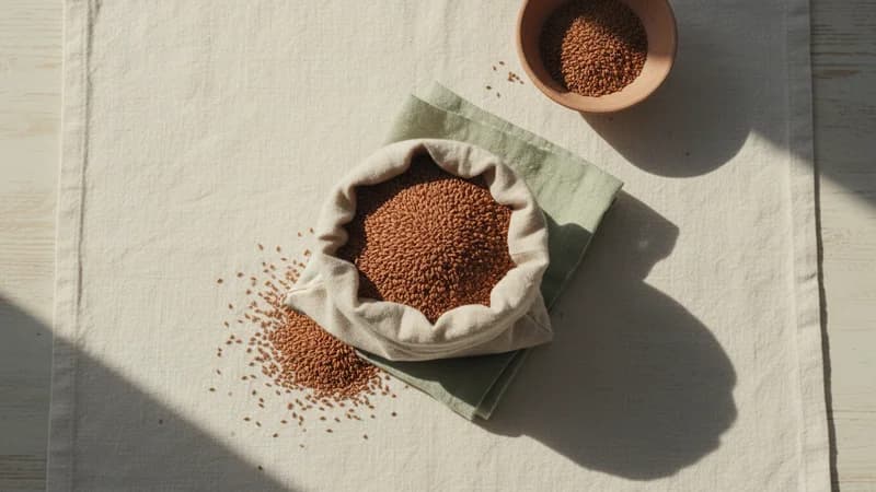 Teff (Teff) — whole and prepared form, top-down still life