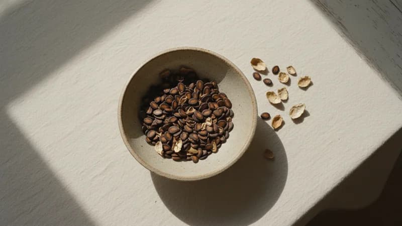 Watermelon Seeds (Kalinda Bija) — whole and prepared form, top-down still life
