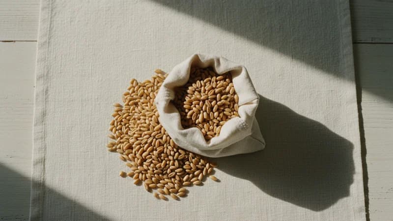 Wheat (Godhuma) — whole and prepared form, top-down still life