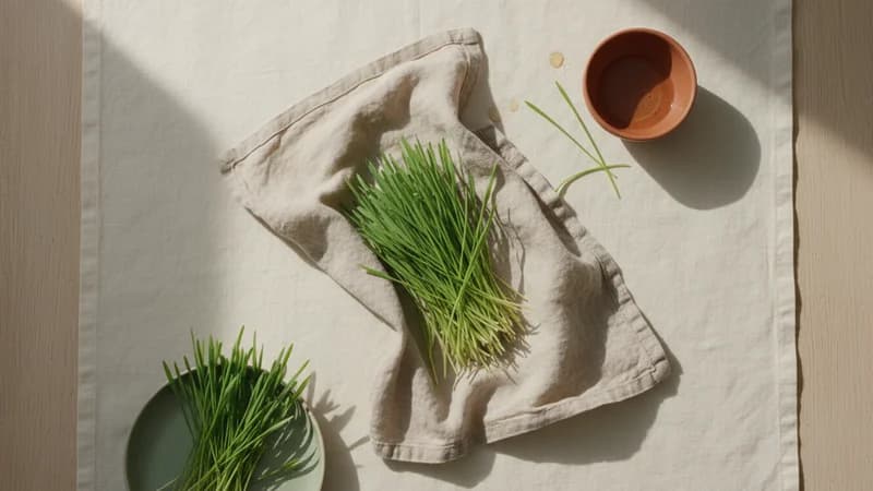 Wheatgrass (Godhuma Ankura) — whole and prepared form, top-down still life