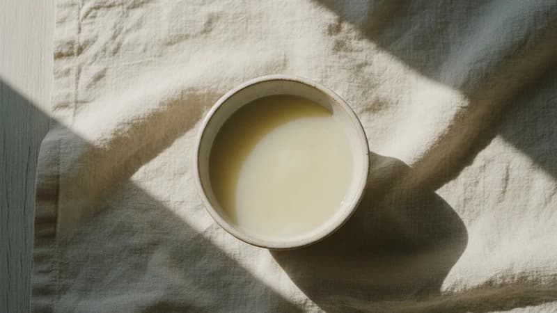 Whey Water (Mastu) — whole and prepared form, top-down still life