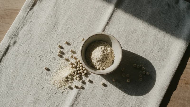 White Pepper (Shveta Maricha) — whole and prepared form, top-down still life
