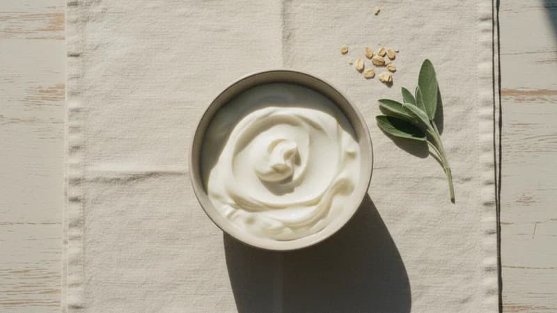 Yoghurt (Dadhi) — whole and prepared form, top-down still life